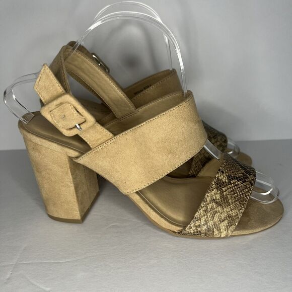 Chinese Laundry Snake Print Strappy Chunky Heels Size 8 - Picture 4 of 7